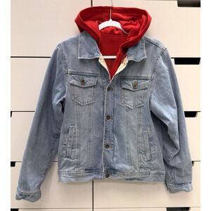 Hawke & Co. Outfitter Raw Denim Jacket w/ Red Zip out Hoodie - Kids Size: 18/20